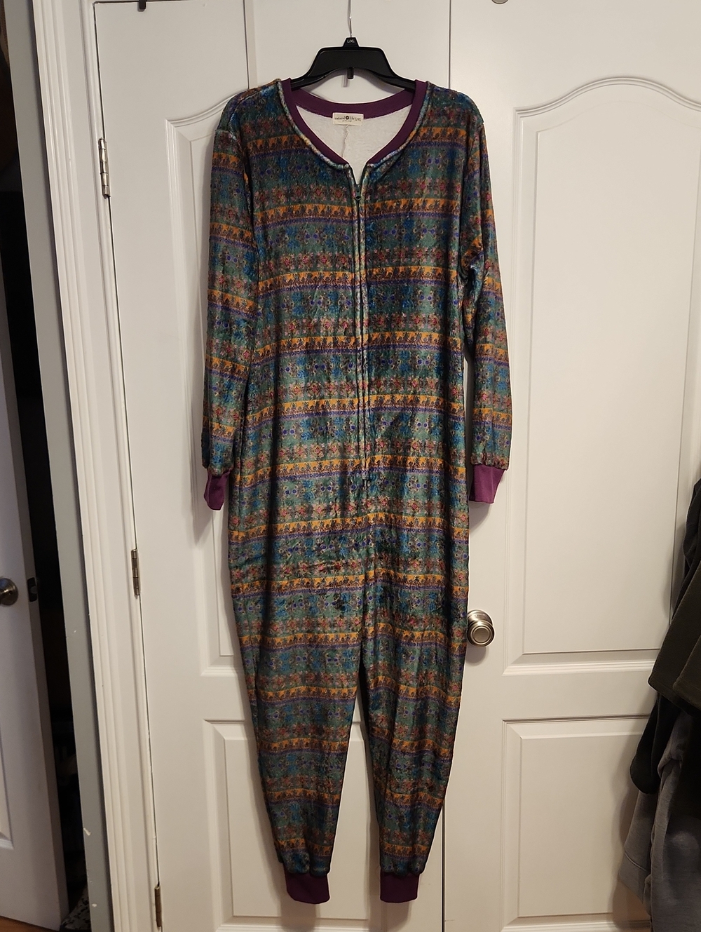NATURAL LIFE Multicolor Patterned Womens One-Piece with Purple Trim
